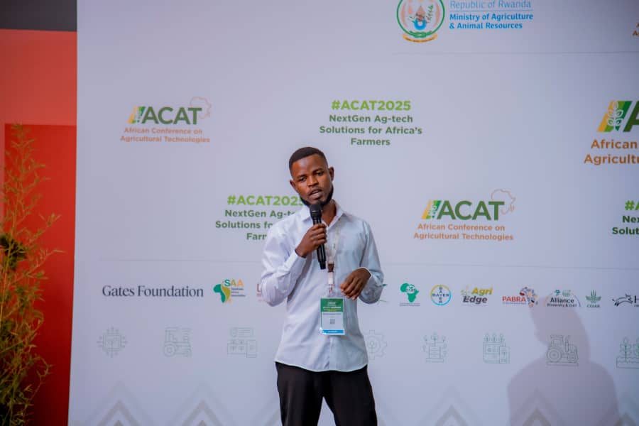 TechPlus Trust's founder presenting at #ACAT2025, the African Conference on Agricultural Technologies