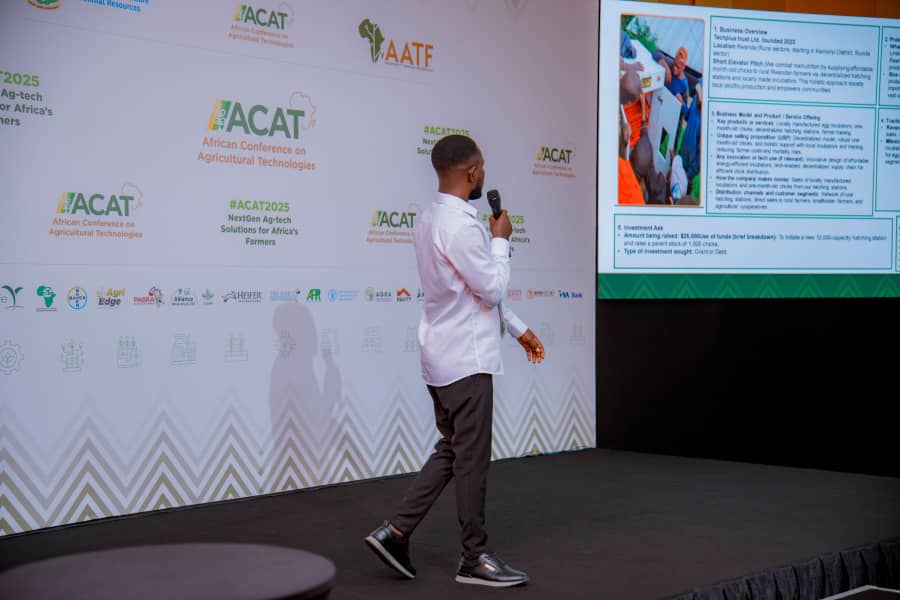 TechPlus Trust’s founder presenting at #ACAT2025, the African Conference on Agricultural Technologies
